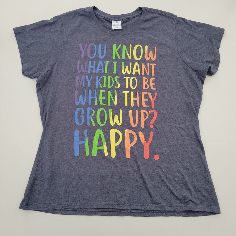 Happy Kids When Grow Up Parent Gay Pride Ally Ladies' Crewneck T-Shirt XXL